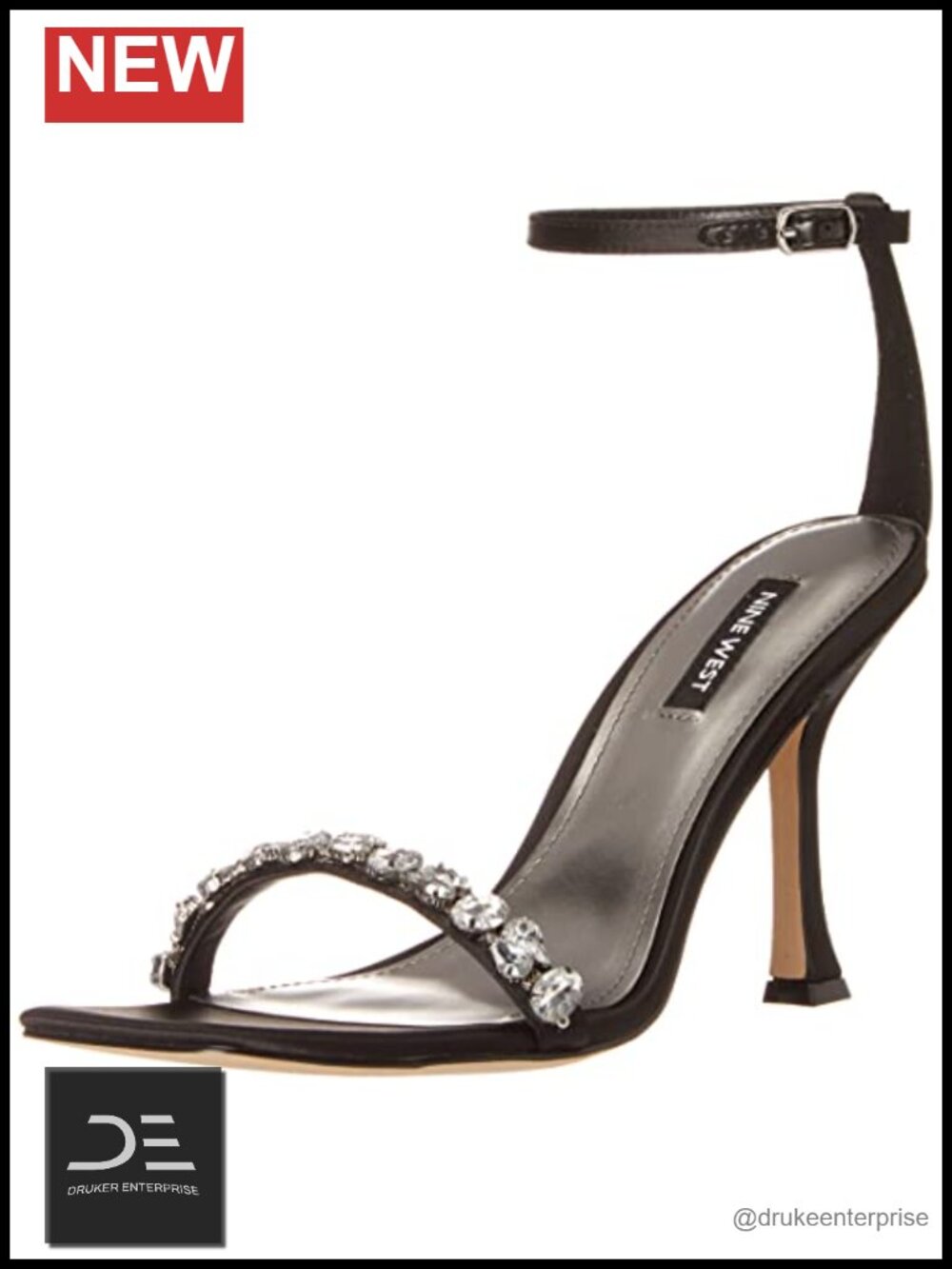 Nine West Yazmin Heeled Sandal with Crystal Ankle Strap